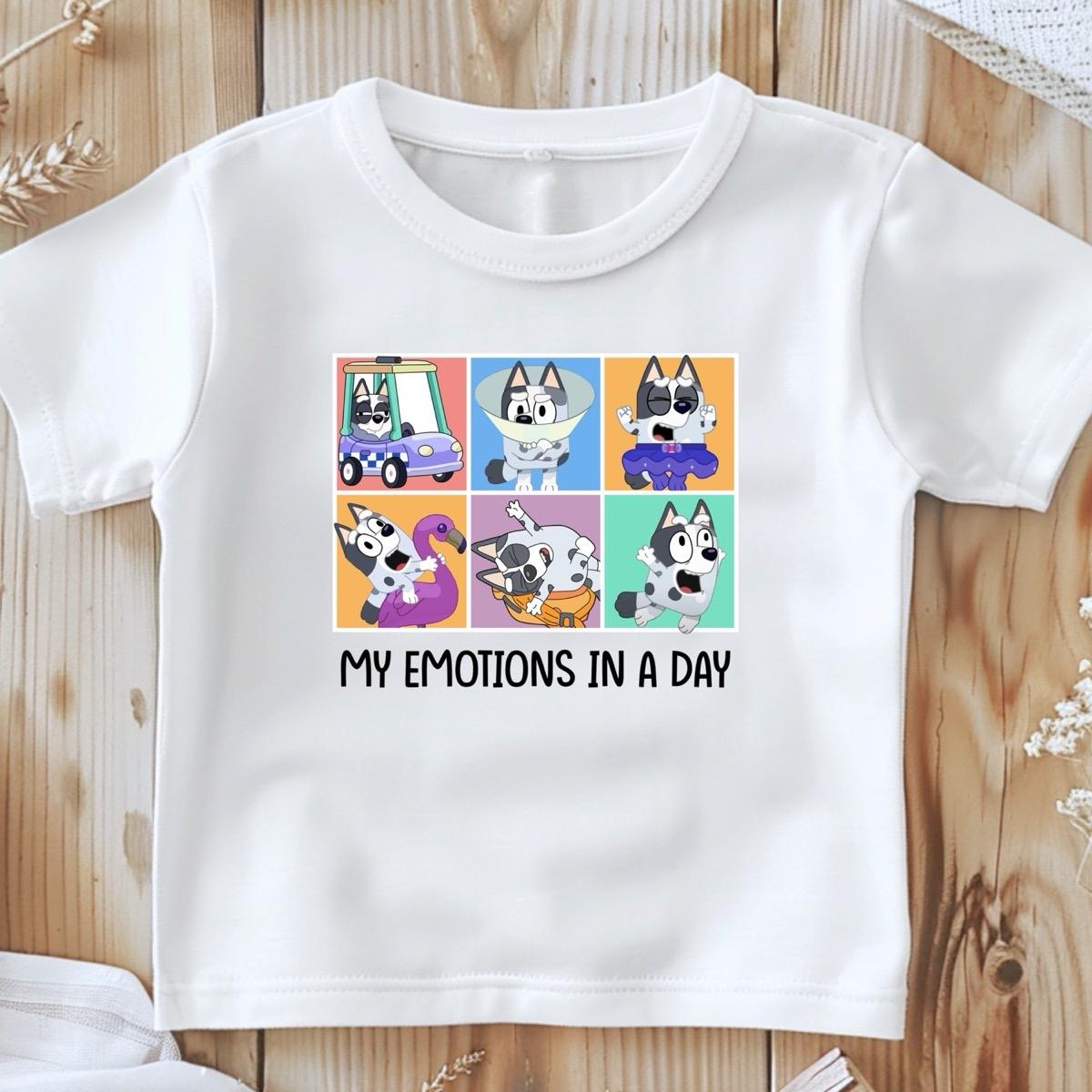 Muffin funny my emotions in a day Kids T-Shirt Bluey inspired tee baby tees