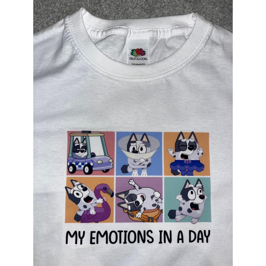 Muffin  funny my emotions in a day Kids T-Shirt Bluey inspired tee  baby tees