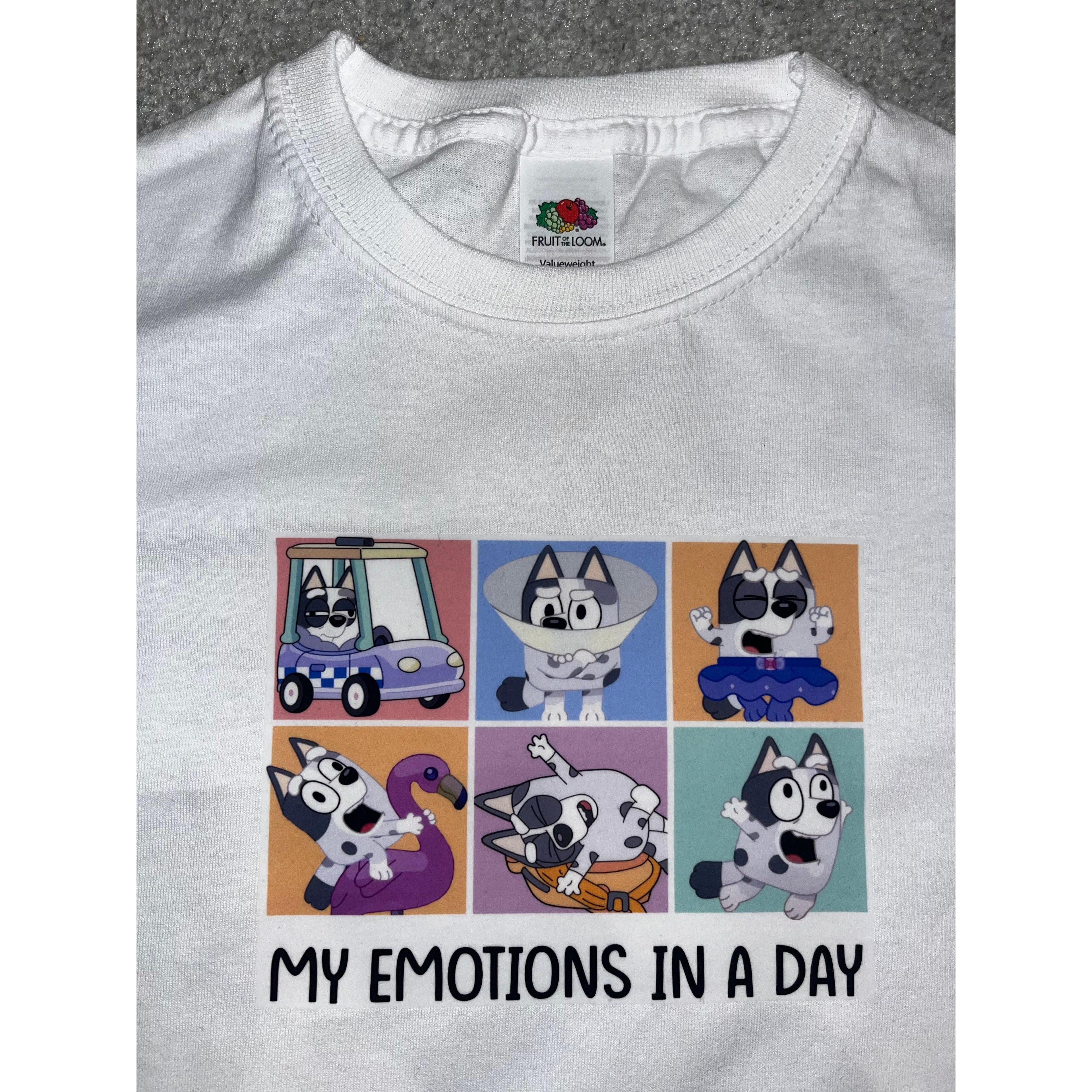 Muffin  funny my emotions in a day Kids T-Shirt Bluey inspired tee  baby tees