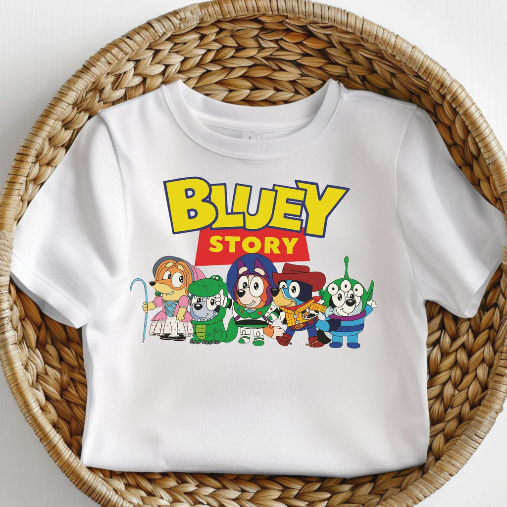 Bluey Inspired Story Tee T-Shirt for Kids, Unisex Top toddler  graphic baby tees
