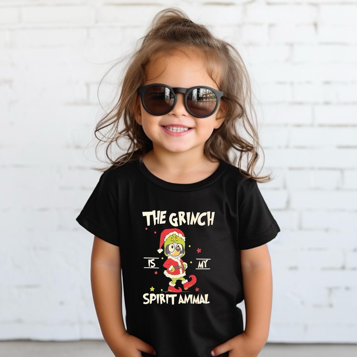 The grinch x bluey is my spirit animal kids unisex Tshirt Christmas gift