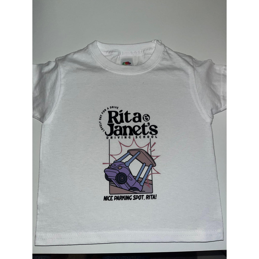Rita and Janet’s driving school Bluey inspired unisex design nice parking spot Rita toddler  graphic baby tees