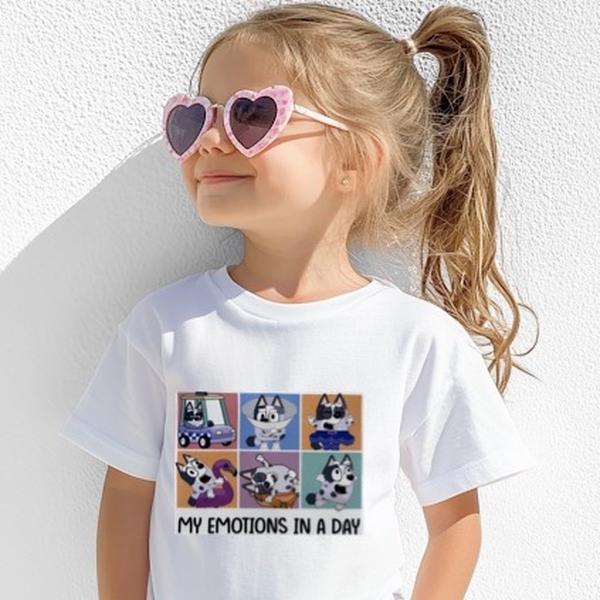 Muffin  funny my emotions in a day Kids T-Shirt Bluey inspired tee  baby tees