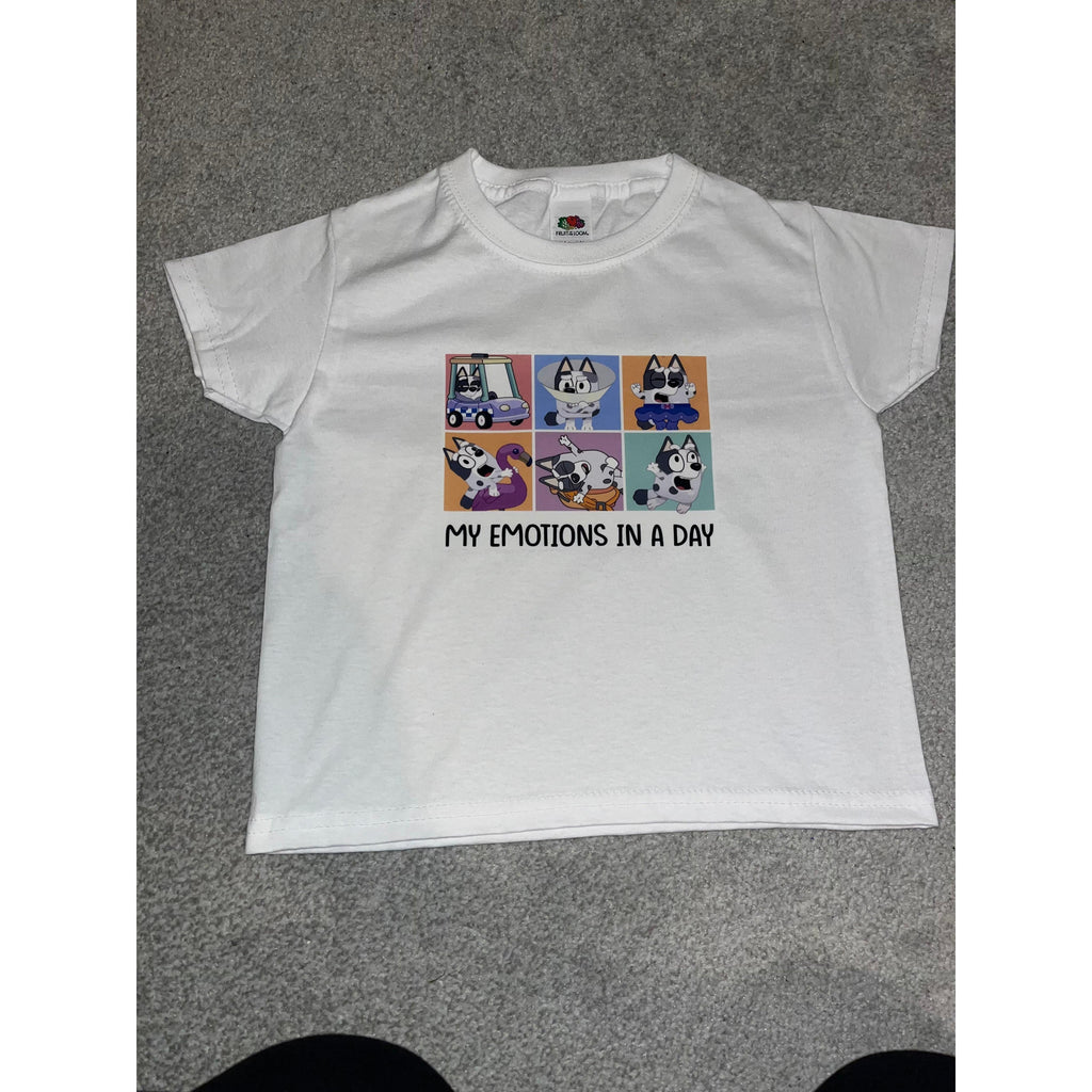 Muffin  funny my emotions in a day Kids T-Shirt Bluey inspired tee  baby tees