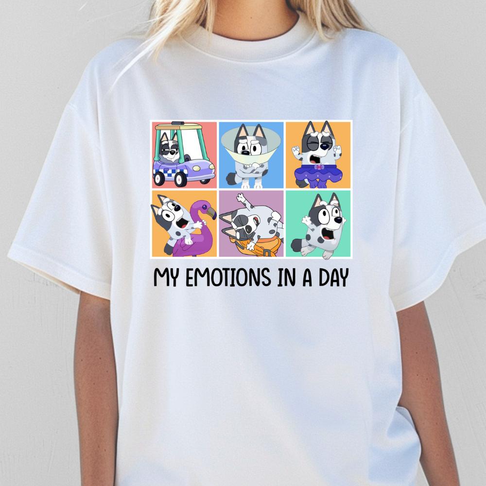 Unisex Graphic Tee - Bluey inspired muffin my emotions in a day  - Gildan Heavyweight Cotton - Top T-shirt tees women's shirts funny clothes