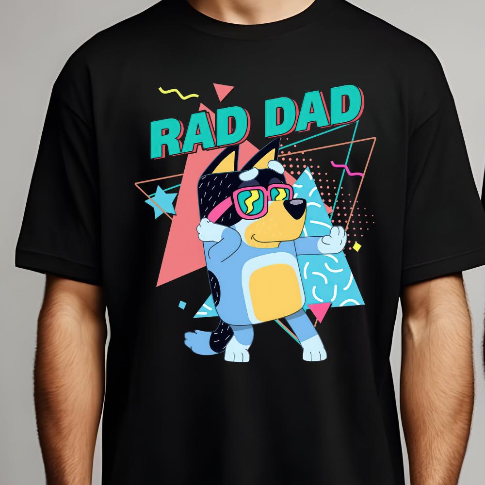 rad dad colourful bluey  T-Shirt Menswear Top Casual Cotton  gift printed tshirt business printed  t-shirt graphic  shirt design