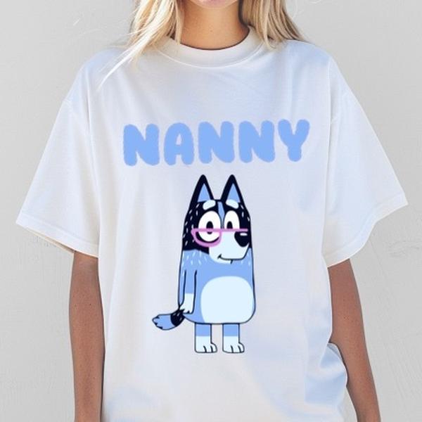 Nanny Bluey tshirt top cotton gift tee printed Womenswear Round Neck Casual nlury  top women's shirts