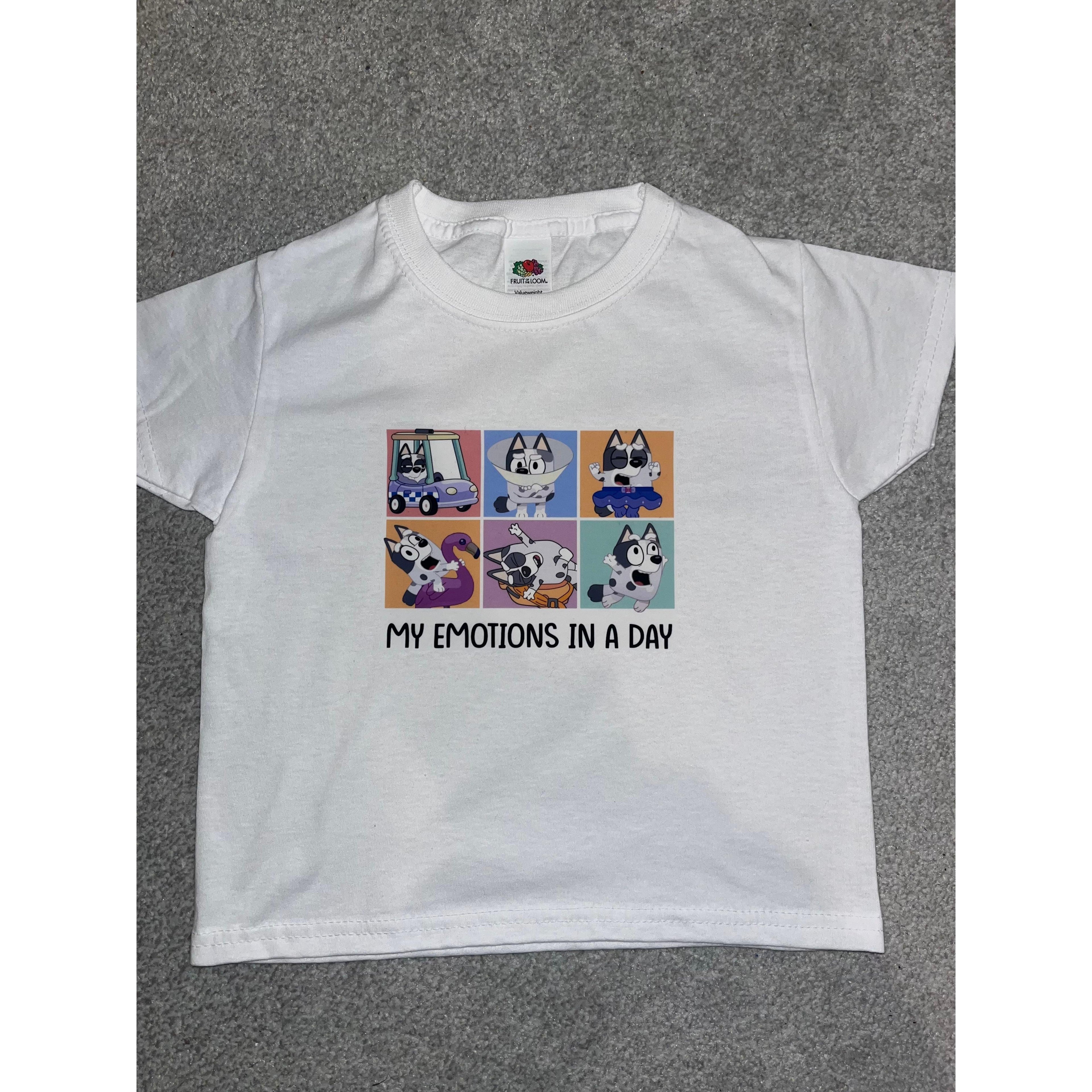 Muffin  funny my emotions in a day Kids T-Shirt Bluey inspired tee  baby tees