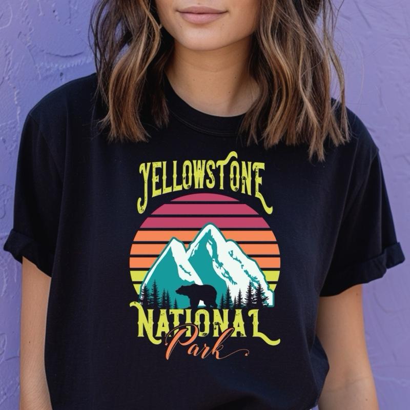 Yellowstone national park Top Womenswear Tshirt graphic  tee  women's shirts teeshirt trending  tops
