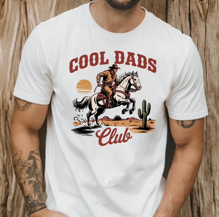 cool dads club cowboy western T-Shirt Menswear Top Casual Cotton gift printed tshirt design printed  t-shirt graphic  shirt fathers day