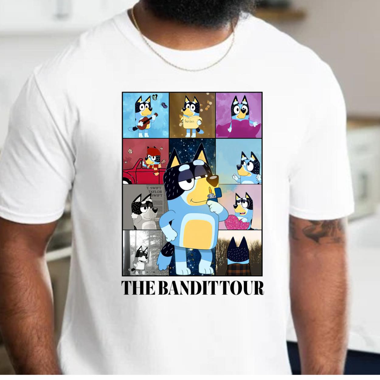Bandit tour bluey inspired dog T-Shirt Menswear Top Casual Cotton dad gift printed tshirt business printed  t-shirt graphic  shirt design