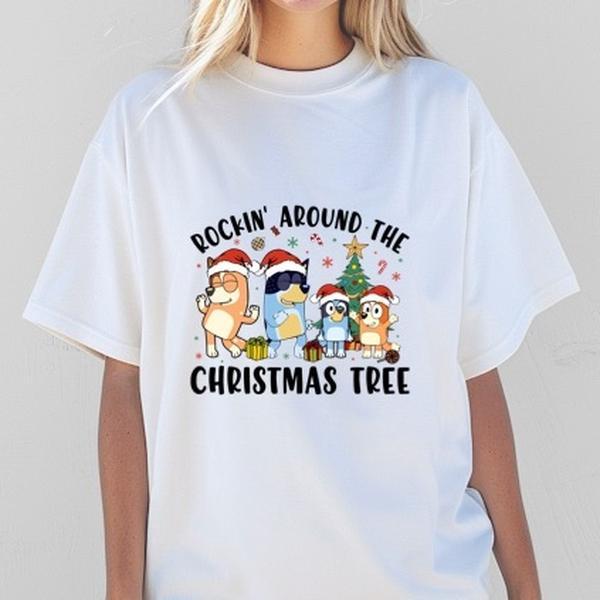 Men’s and womens family matching unisex rocking around the Christmas tree tees Tshirt