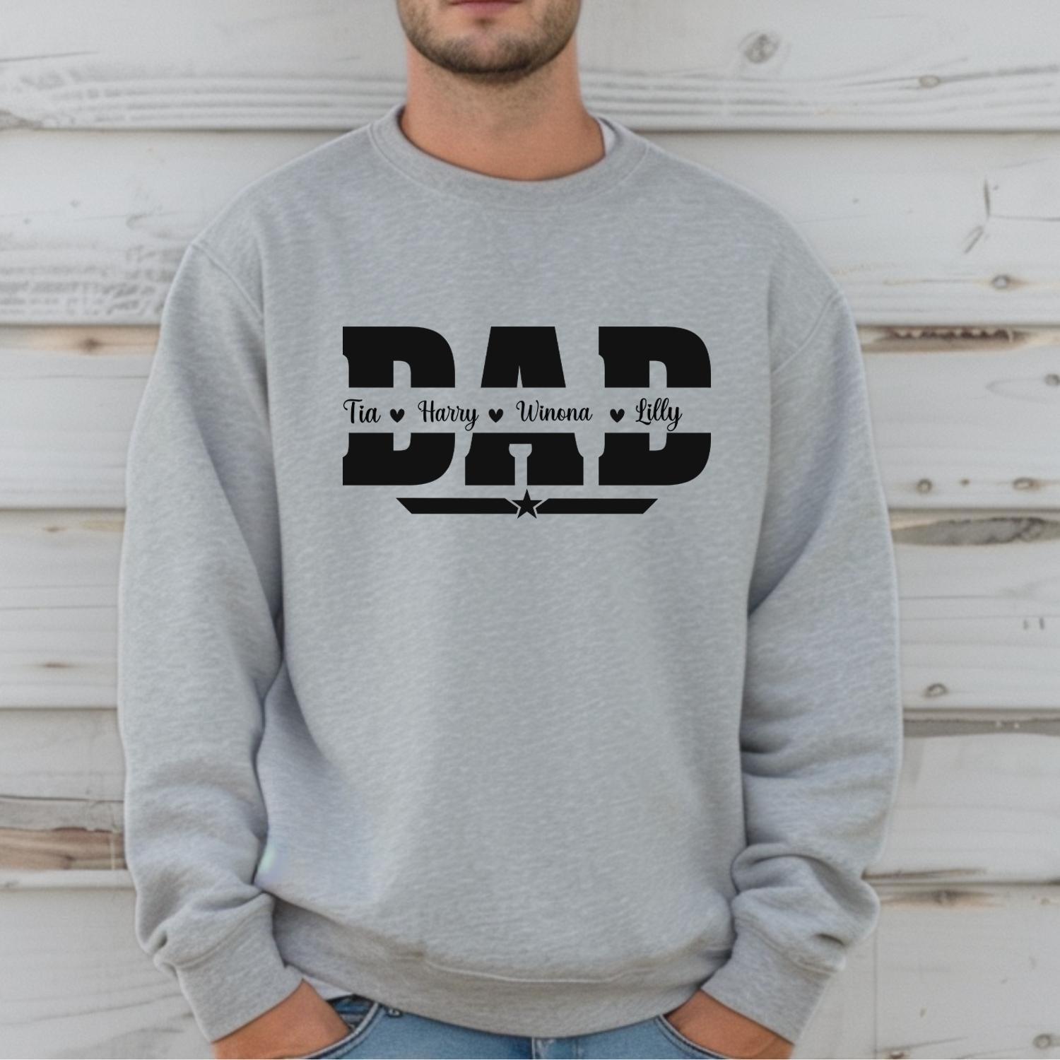 Dad personalised editable sweatshirt with names Menswear Top Casual gift printed  t-shirt tshirt design dad cute gift sweatshirt  style fathers day