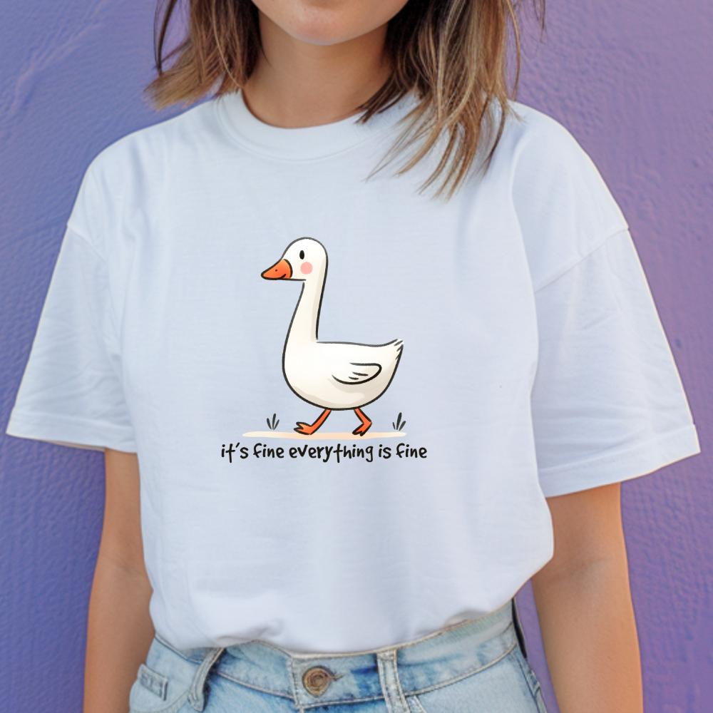 Unisex Graphic Tee - goose its fine everything's fine - Gildan Heavyweight Cotton - Top T-shirt funny slogan humour oversized tshirt women's shirts clothes trending  tops