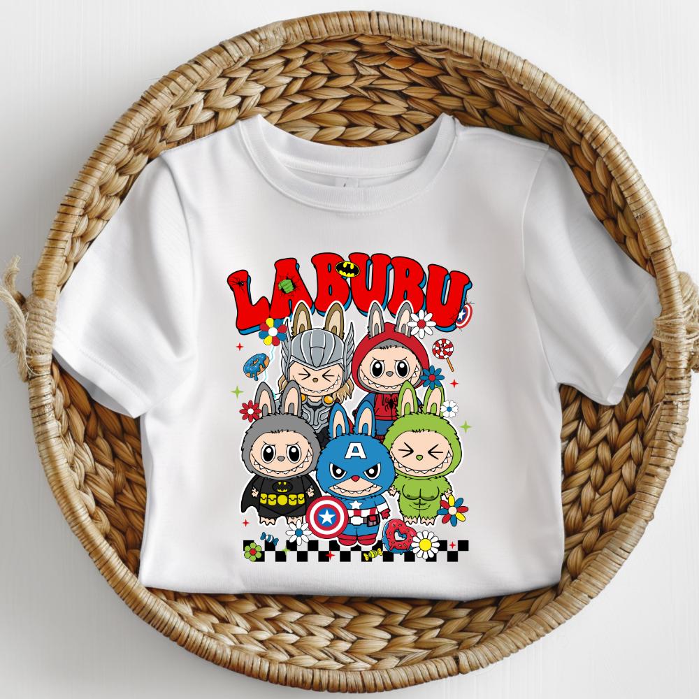 labubu superheroes labubu tshirt colourful kids Tshirt cotton toddler unisex cute