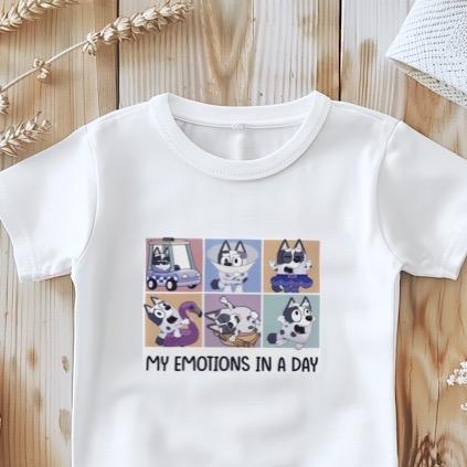 Muffin  funny my emotions in a day Kids T-Shirt Bluey inspired tee  baby tees