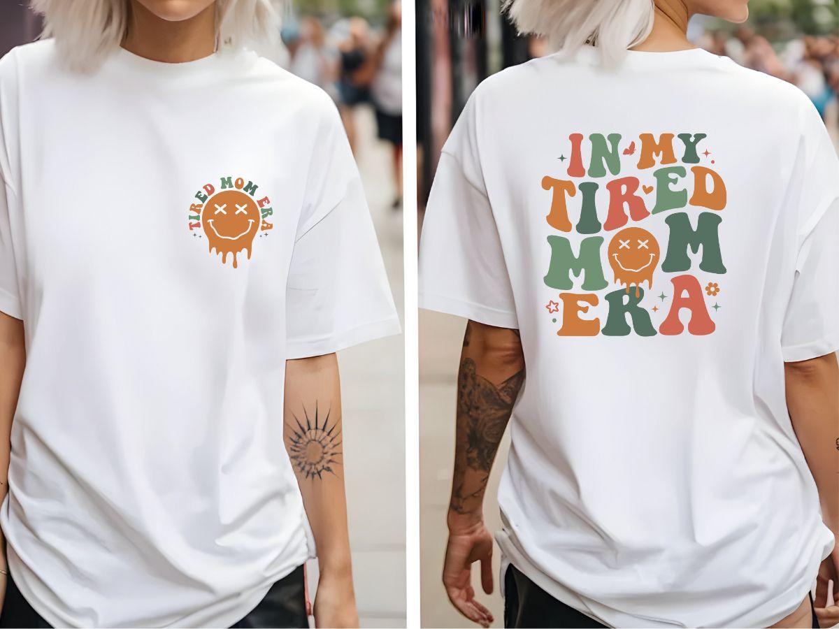 In my tired mom era mum T-Shirt gift  mum tshirt  Womenswear Cotton Top Tshirt Crewneck graphic  tee tees women's shirts teeshirt rude  tops trending  tops