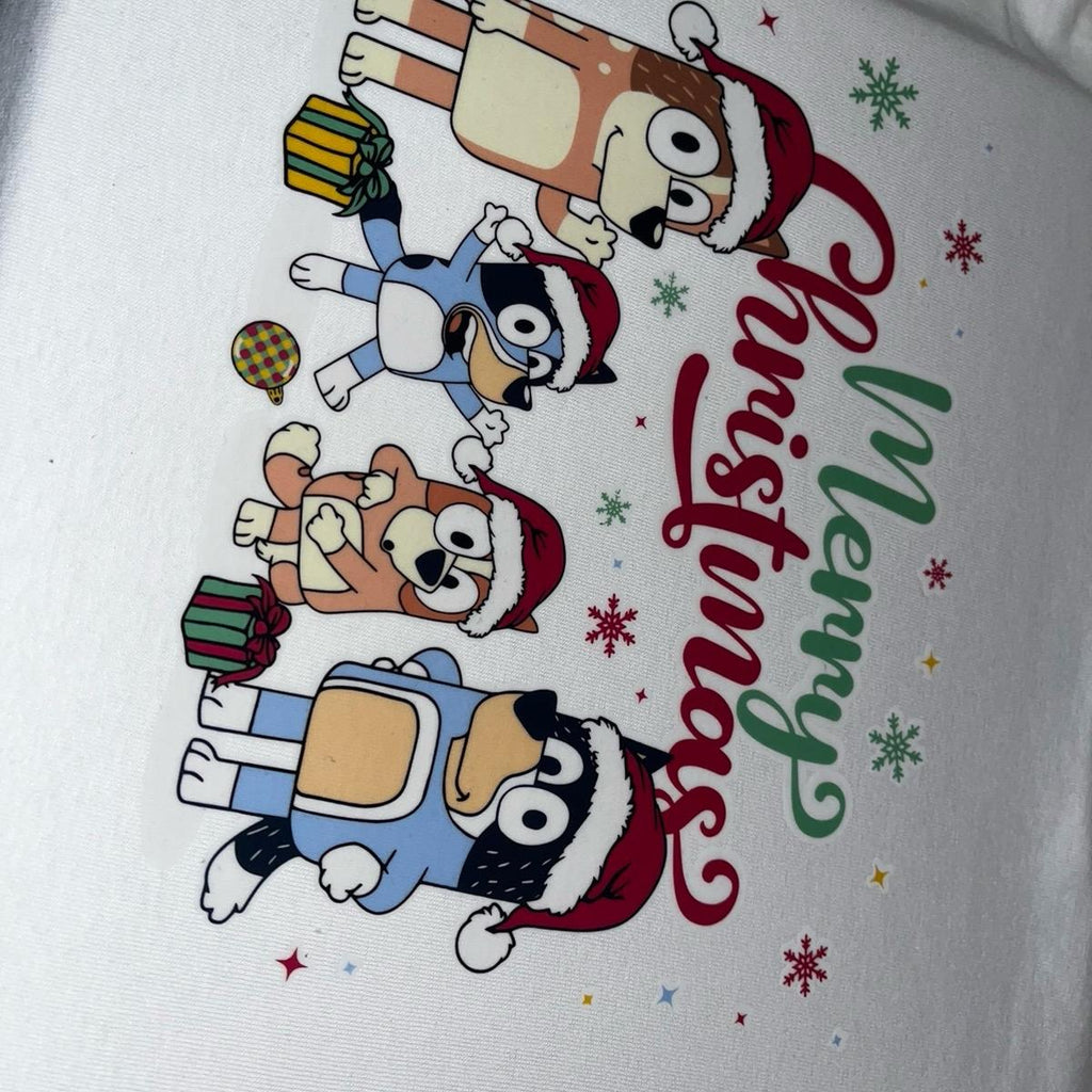 Merry Christmas Bluey Heeler family kids unisex tshirt matching family