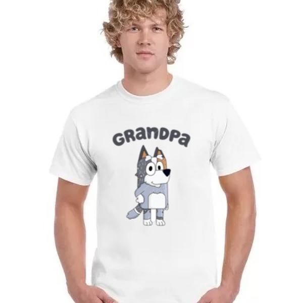 Grandpa bluey tshirt men’s top gift matching family sets Cotton Menswear Shortsleeve Round Neck