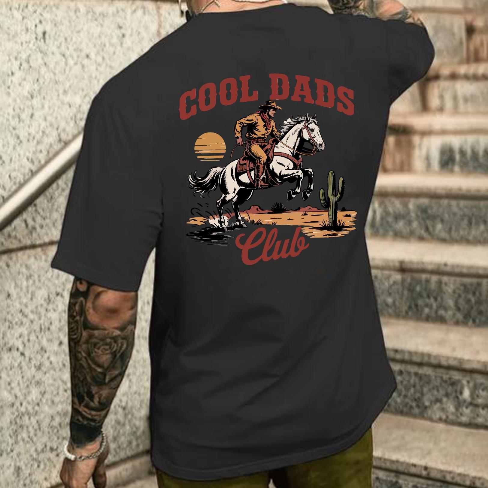 cool dads club cowboy western T-Shirt Menswear Top Casual Cotton gift printed tshirt design printed  t-shirt graphic  shirt fathers day