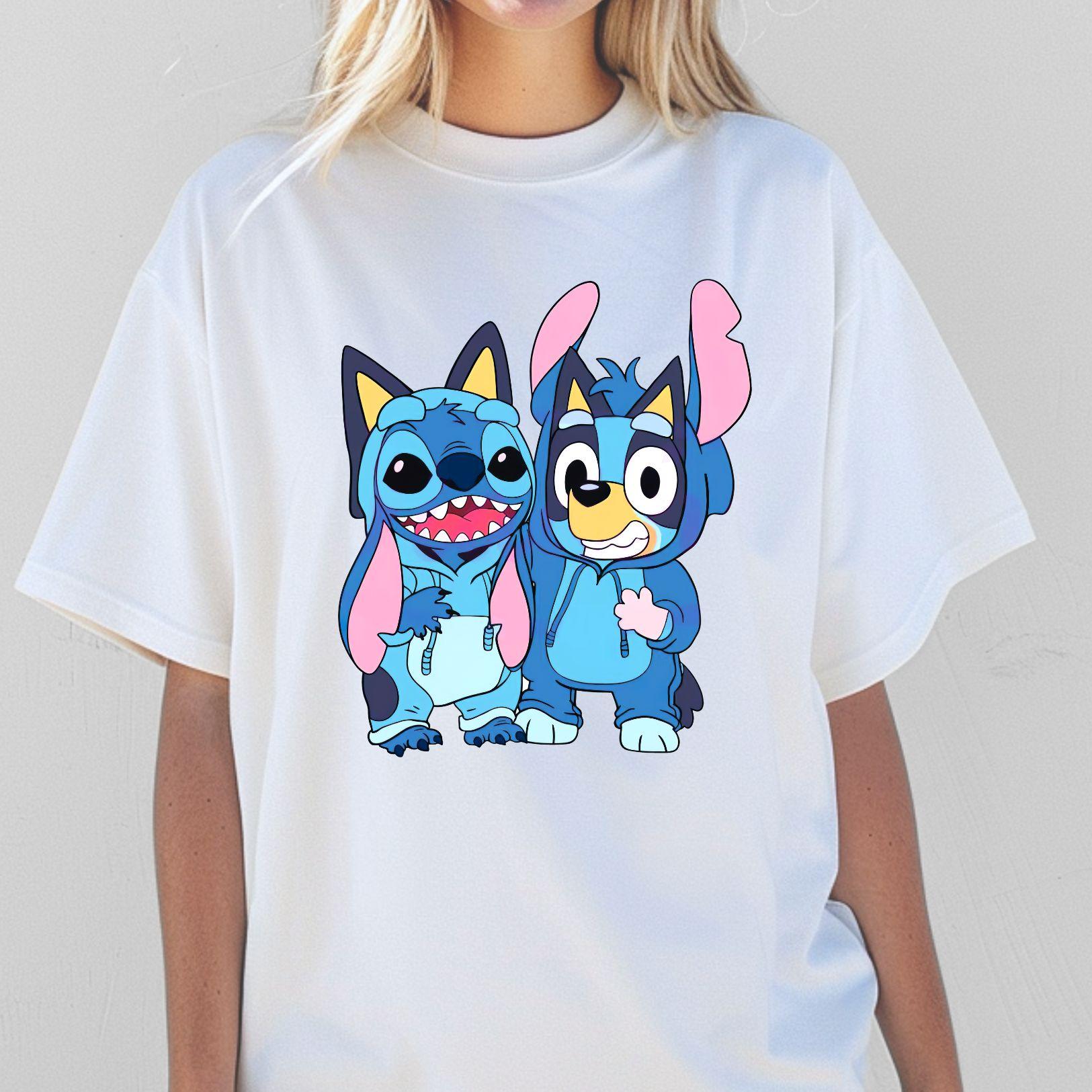 Women's Graphic Tee - Stitch x bluey bluey inspired tee - Gildan Heavyweight Cotton - Top T-shirt tees shirts