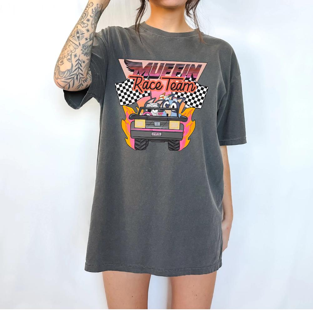 muffin race team  bluey Womenswear Tshirt graphic  tee  women's shirts teeshirt  tops slogan mothers day gift