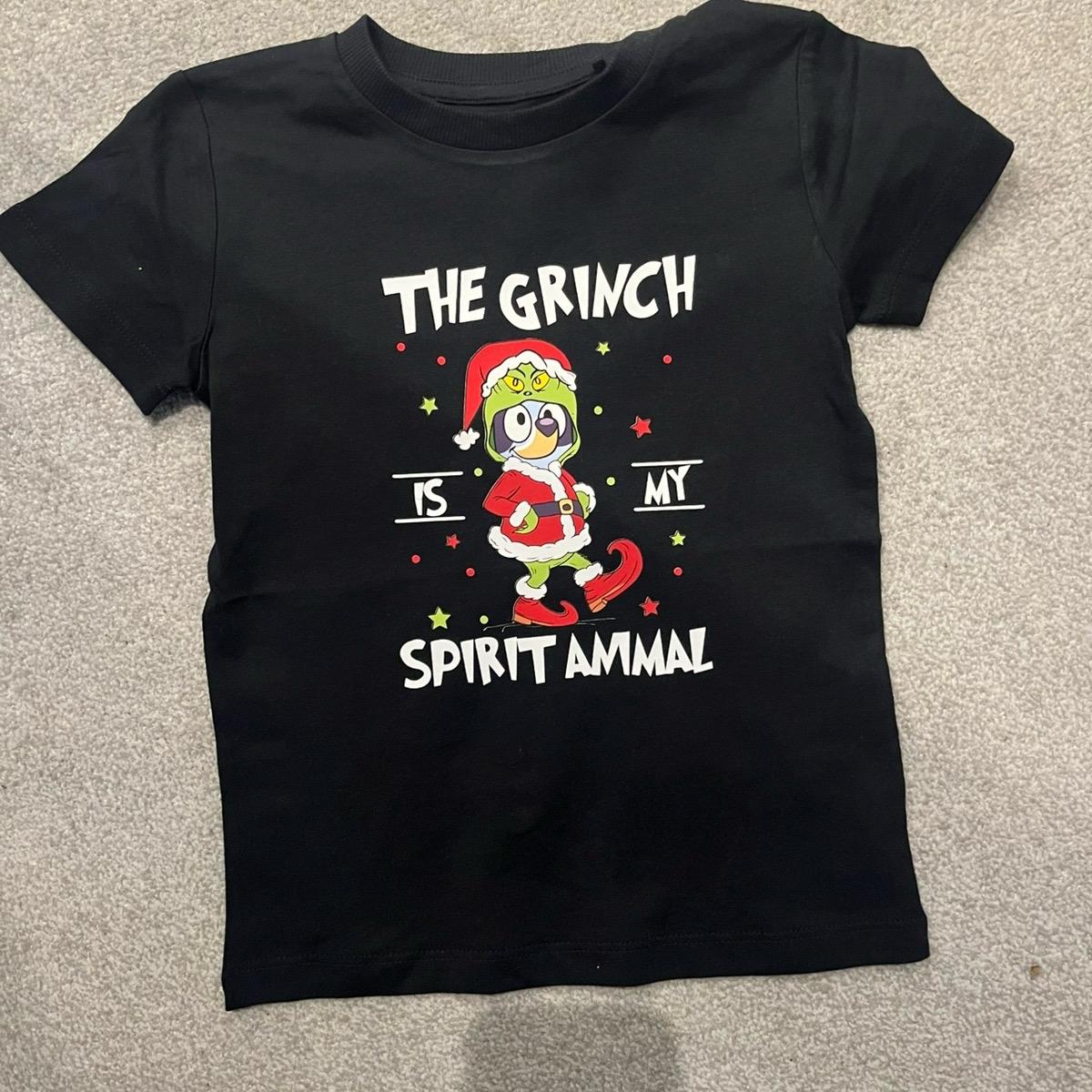 The grinch x bluey is my spirit animal kids unisex Tshirt Christmas gift