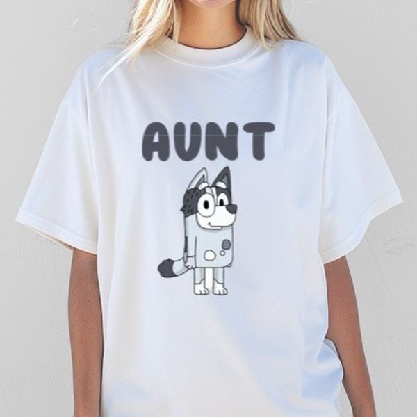 Aunt tshirt bluey women’s gift Cotton Womenswear Tees Crewneck women's shirts