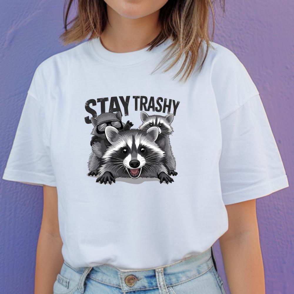 Unisex Graphic Tee - Racoons stay trashy - Gildan Heavyweight Cotton - Top T-shirt funny slogan humour oversized tshirt women's shirts clothes