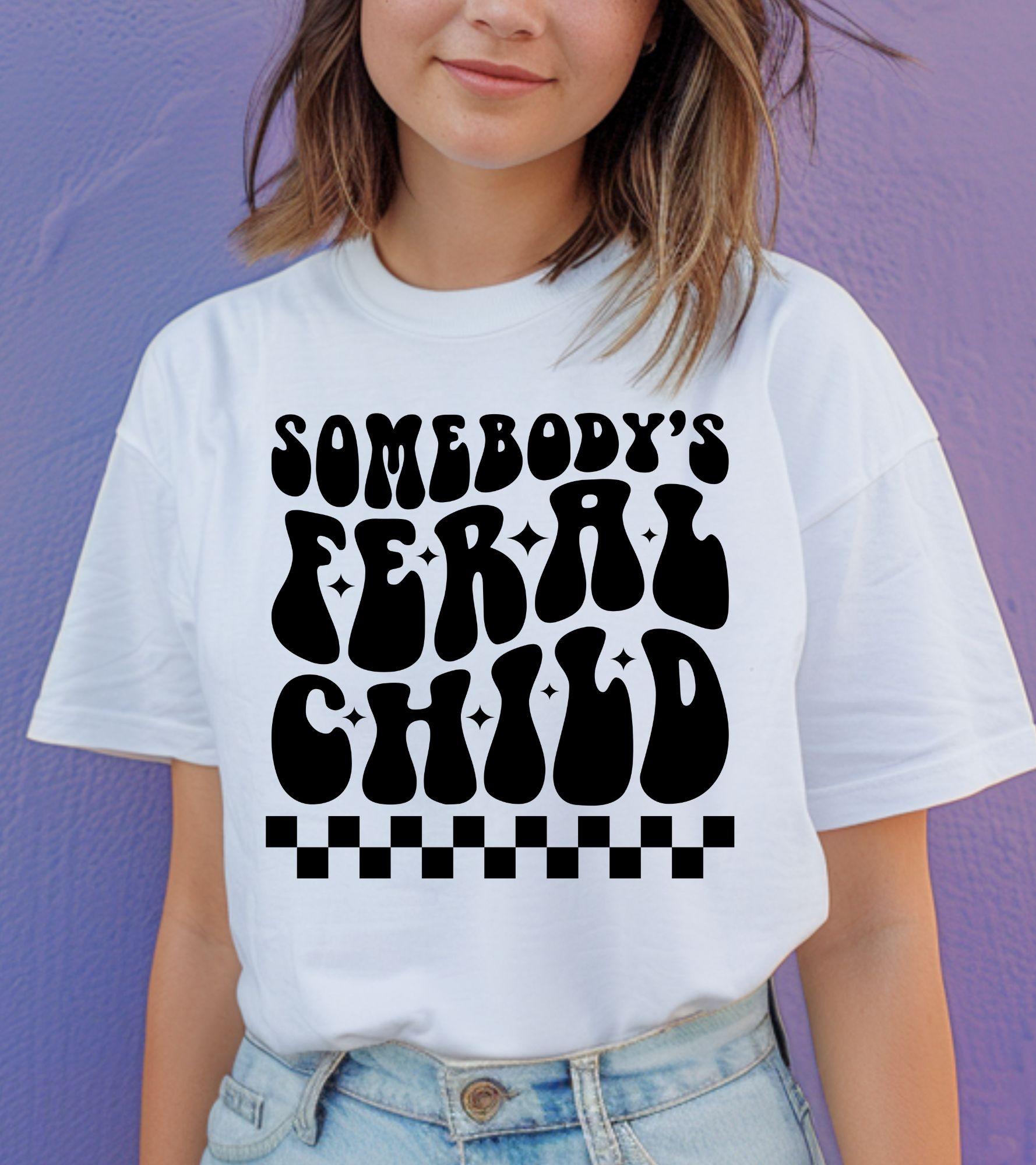 Unisex Graphic Tee - Adult somebodys feral child  - Gildan Heavyweight Cotton - Top T-shirt funny slogan humour grandma's  favorite tees women's shirts clothes trending  tops