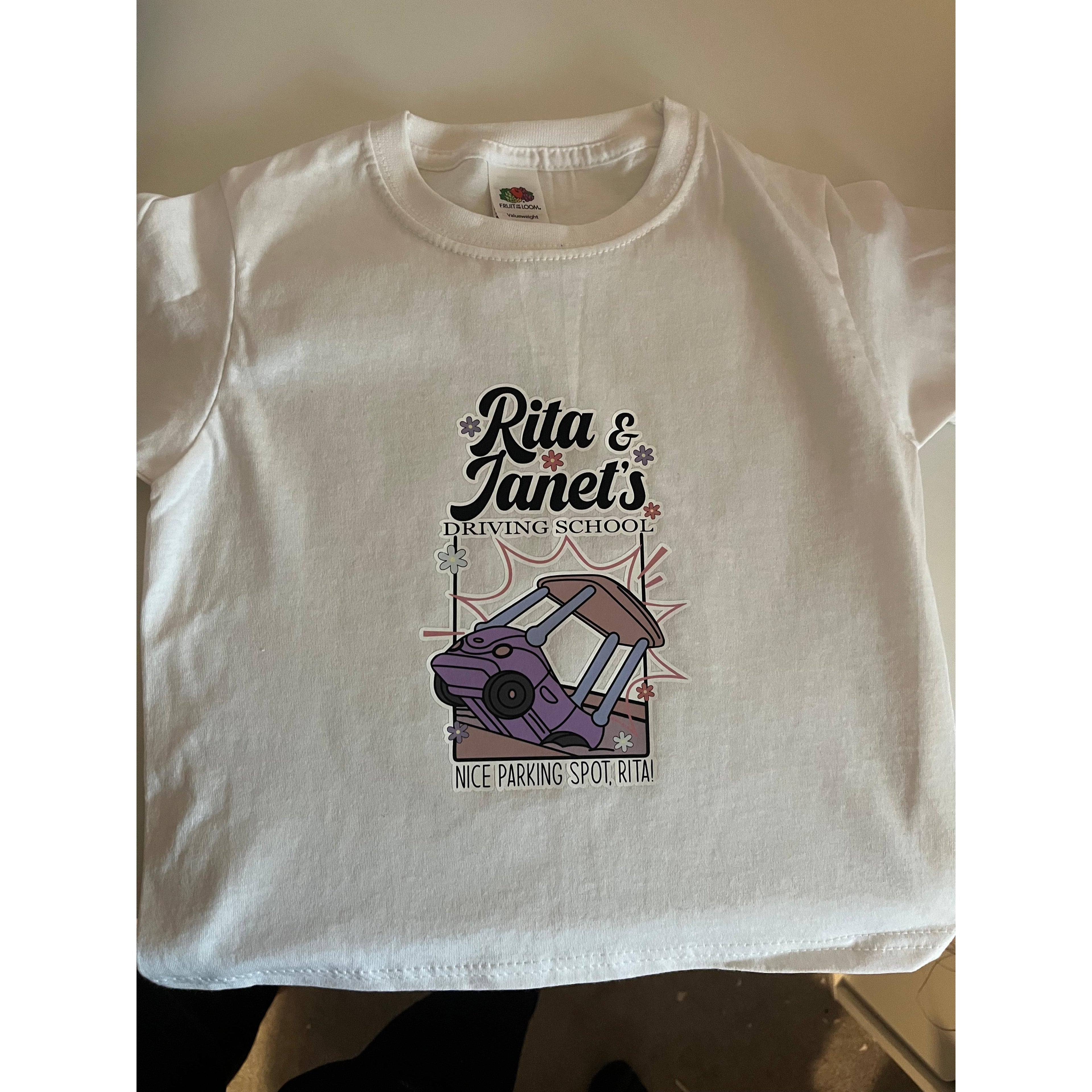Rita and Janet’s Driving school Girly with flowers T-Shirt kids top Bluey gift nice parking spot Rita graphic  tee