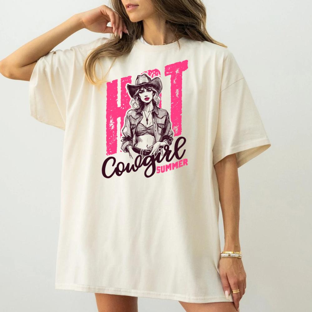 hot cowgirl summer text funny Top Womenswear Tshirt graphic  tee  women's shirts teeshirt rude  tops slogan  shirt