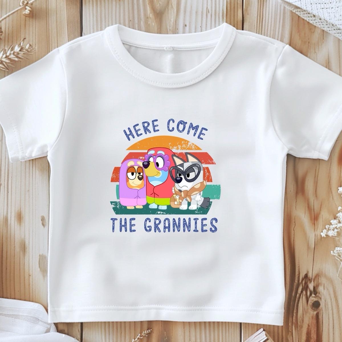 Here come the grannies large print kids unisex Rita and Janet bluey inspired toddler boy clothing