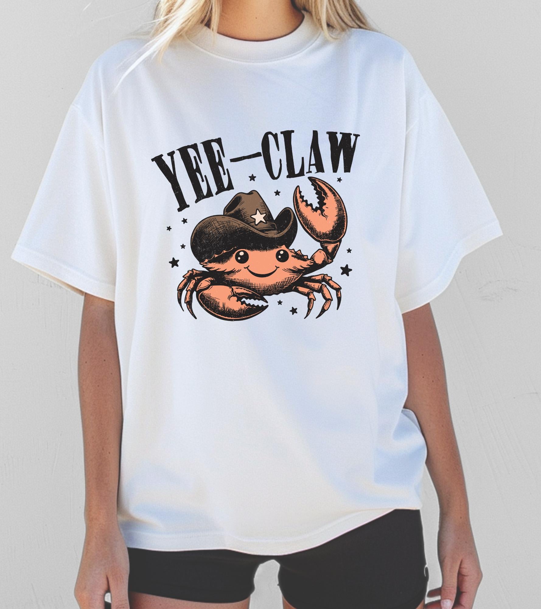 Women's Graphic Tee - yee claw cowboy crab - Gildan Heavyweight Cotton - Top T-shirt funny humour slogan shirts clothes
