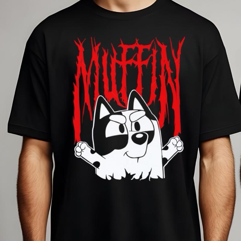 Muffin metal bluey inspired dog T-Shirt Menswear Top Casual Cotton dad gift printed tshirt business printed  t-shirt graphic  shirt design