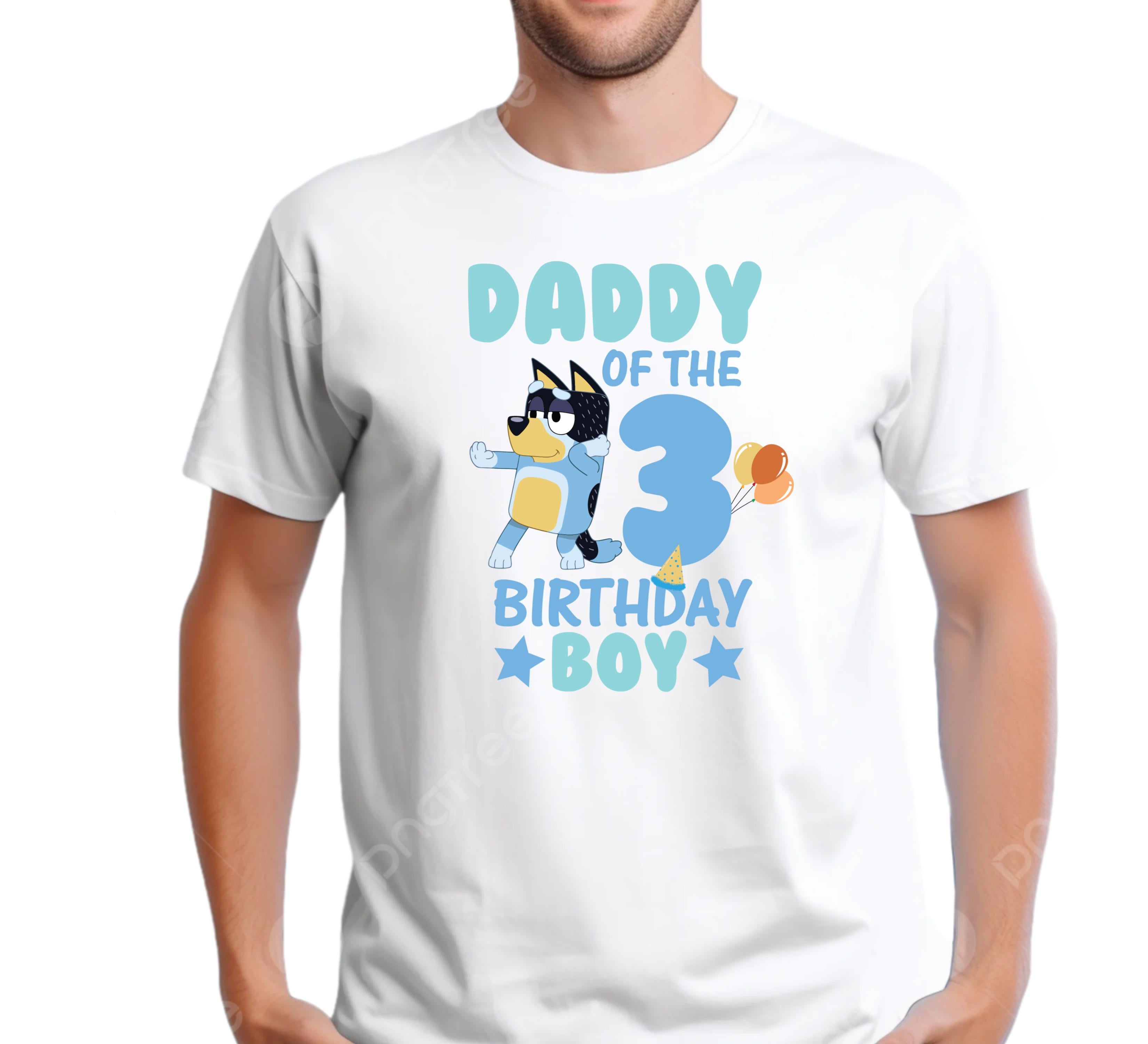 Daddy of the birthday boy  bluey inspired dog T-Shirt Menswear Top Casual Cotton dad gift printed tshirt business printed  t-shirt graphic  shirt design