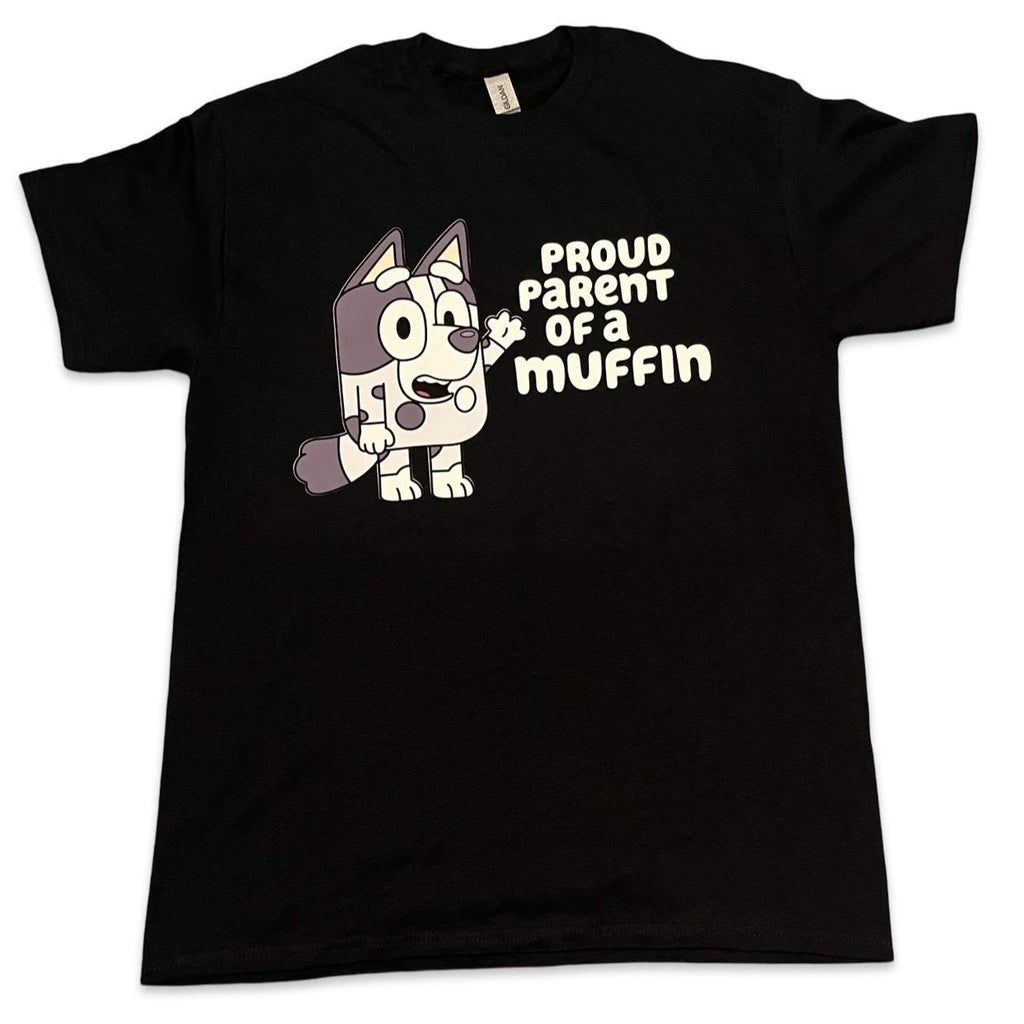 Proud parent of a muffin bluey inspired unisex adult Tshirts funny gift personalised graphic  tee