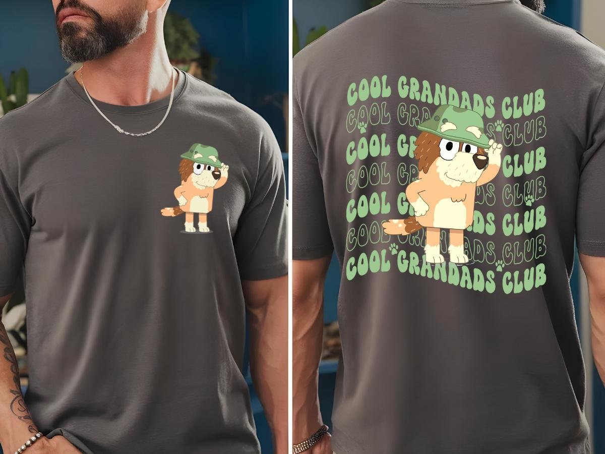 Cool Grandads  club bluey front and back  T-Shirt Menswear Top Casual Cotton  gift printed tshirt business printed  t-shirt graphic  shirt design retro