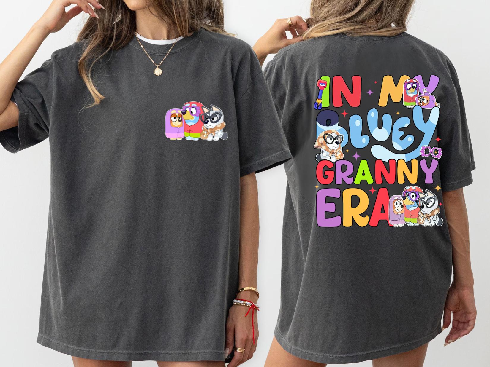 in my bluey granny era bluey Womenswear Tshirt graphic  tee  women's shirts teeshirt  tops slogan mothers day gift