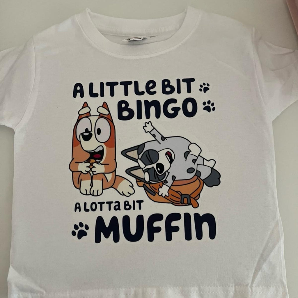 A little bit bingo a lotta muffin Bluey inspired tshirt kids unisex toddler boy clothing