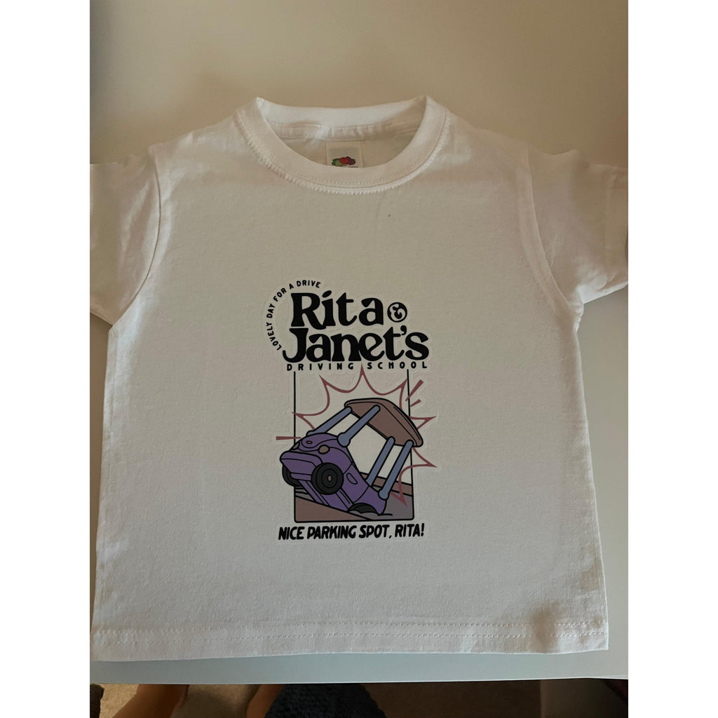 Rita and Janet’s driving school Bluey inspired unisex design nice parking spot Rita toddler  graphic baby tees