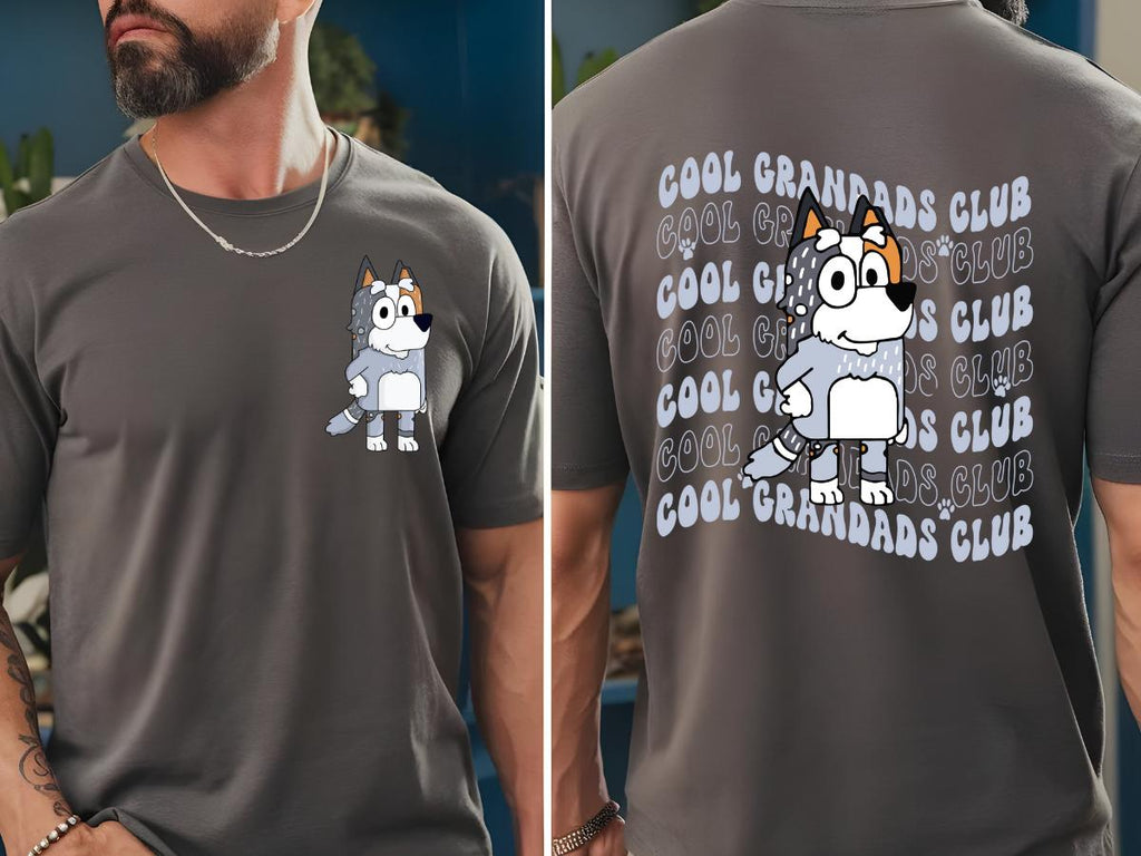 Cool Grandads  club bluey front and back  T-Shirt Menswear Top Casual Cotton  gift printed tshirt business printed  t-shirt graphic  shirt design retro