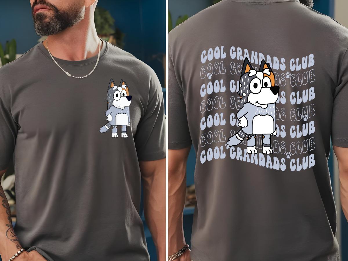 Cool Grandads  club bluey front and back  T-Shirt Menswear Top Casual Cotton  gift printed tshirt business printed  t-shirt graphic  shirt design retro