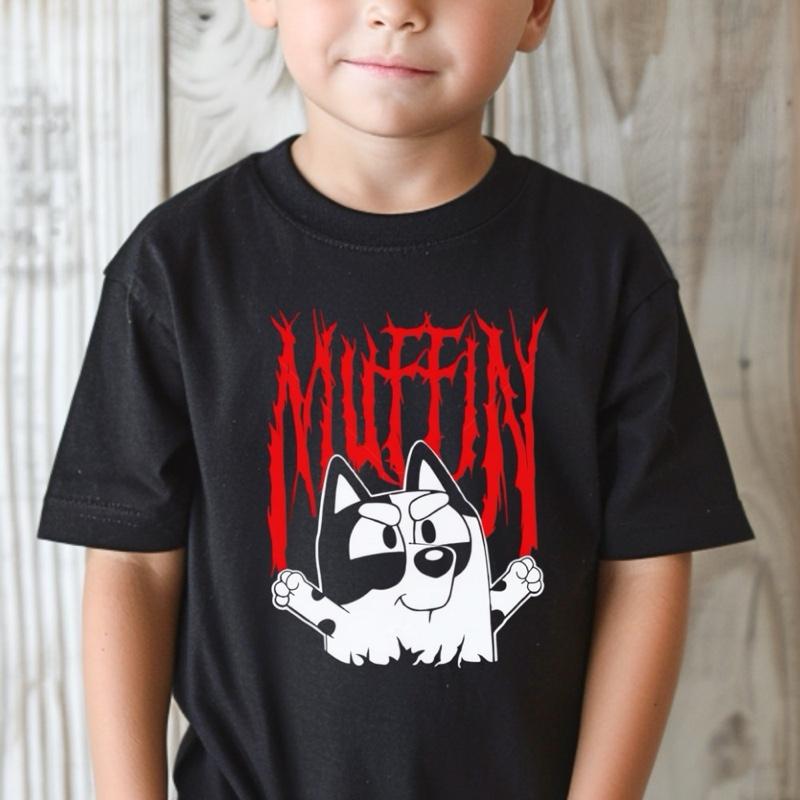 Muffin metal cool bluey kids Tshirt cotton toddler unisex cute printed