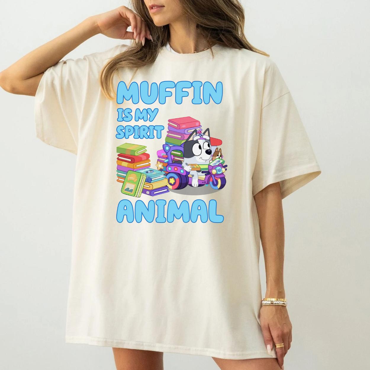 Bluey muffin is my spirit animal tshirt Womenswear Tshirt graphic  tee  women's shirts teeshirt  tops slogan  text