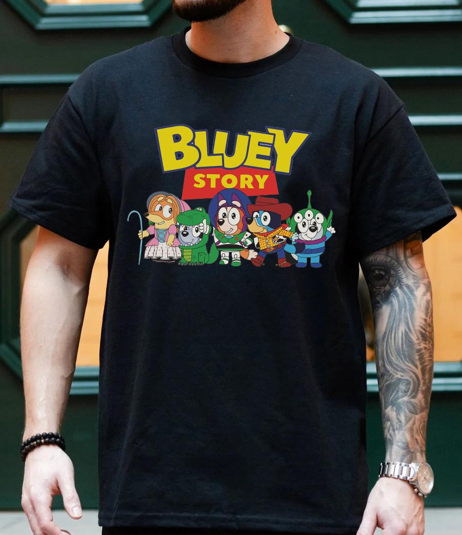 Bluey story Graphic Tee for Men - Gildan 5000 Heavyweight Cotton - Soft printed  tshirts