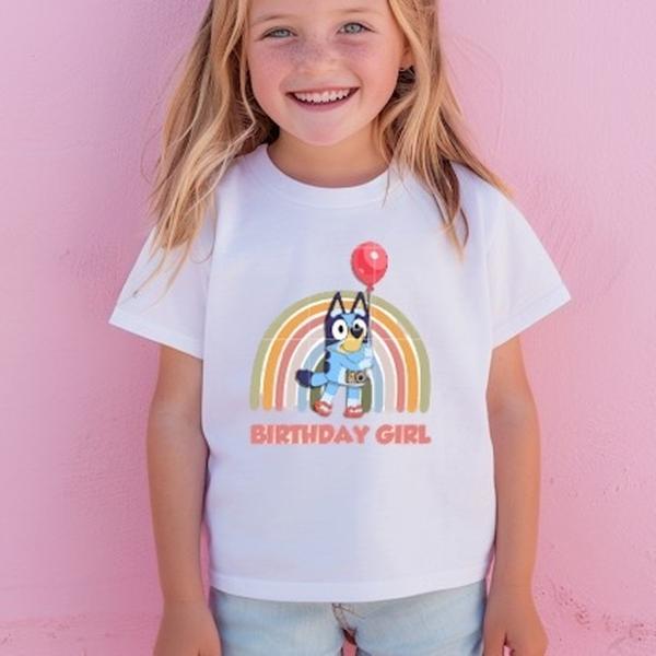 Bluey birthday girl rainbow tshirt girls tee toddler  outfits