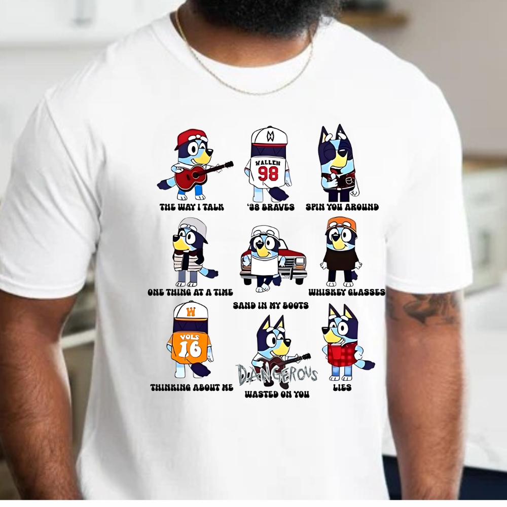 bluey Dad morgan  bluey inspired dog T-Shirt Menswear Top Casual Cotton gift printed tshirt design printed  t-shirt graphic  shirt fathers day