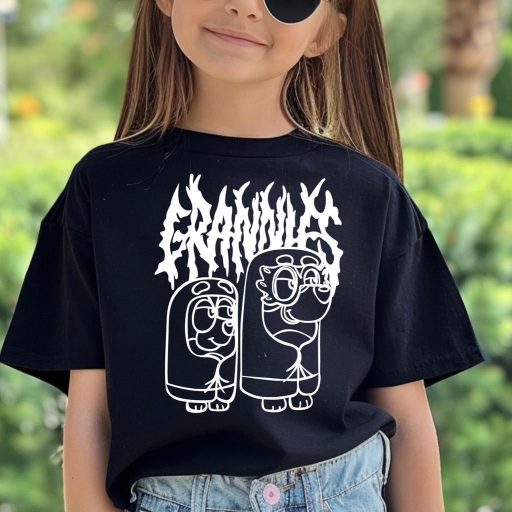 Grannies metal cool bluey kids Tshirt cotton toddler unisex cute printed