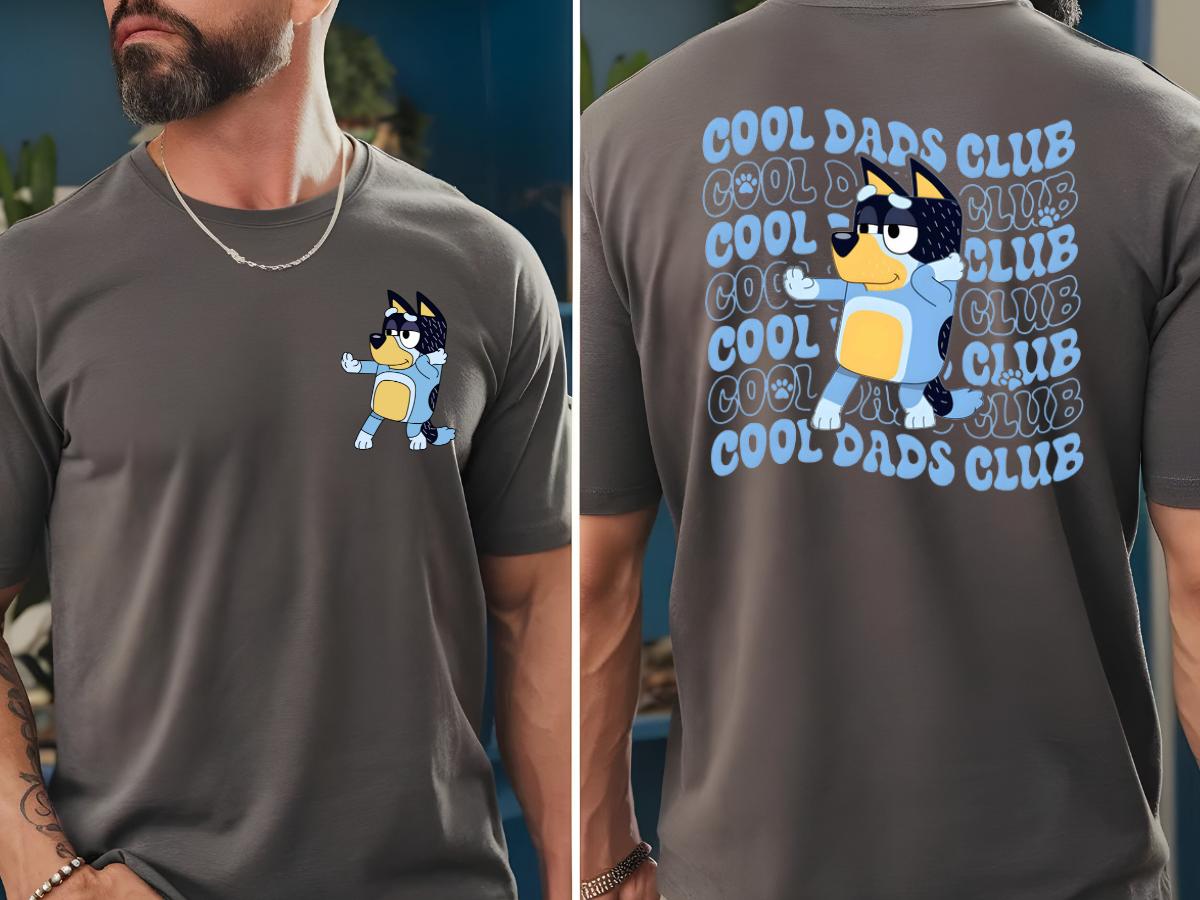 Cool dads  club bluey front and back  T-Shirt Menswear Top Casual Cotton  gift printed tshirt business printed  t-shirt graphic  shirt design retro